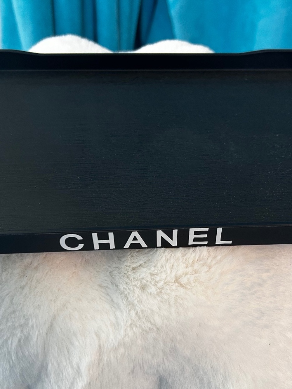 Makeup tray 8.5" x 11.5" x 1" Black Acrylic with white letters